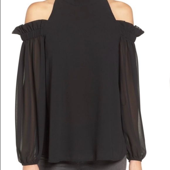 Trouve Black Cold-Shoulder Blouse - Picture 1 of 5